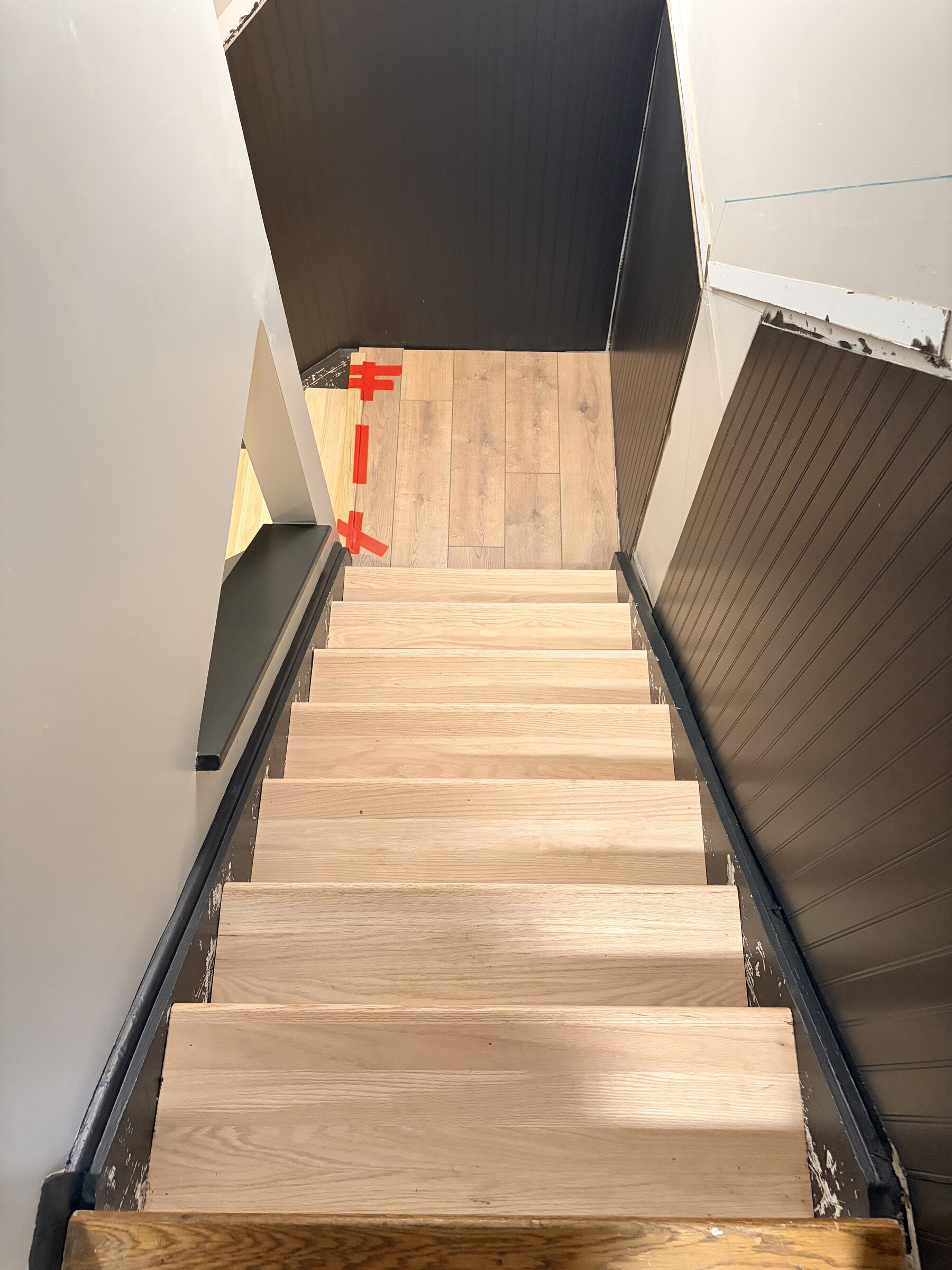 Staircase – Hardwood Tread Installation Looking Down