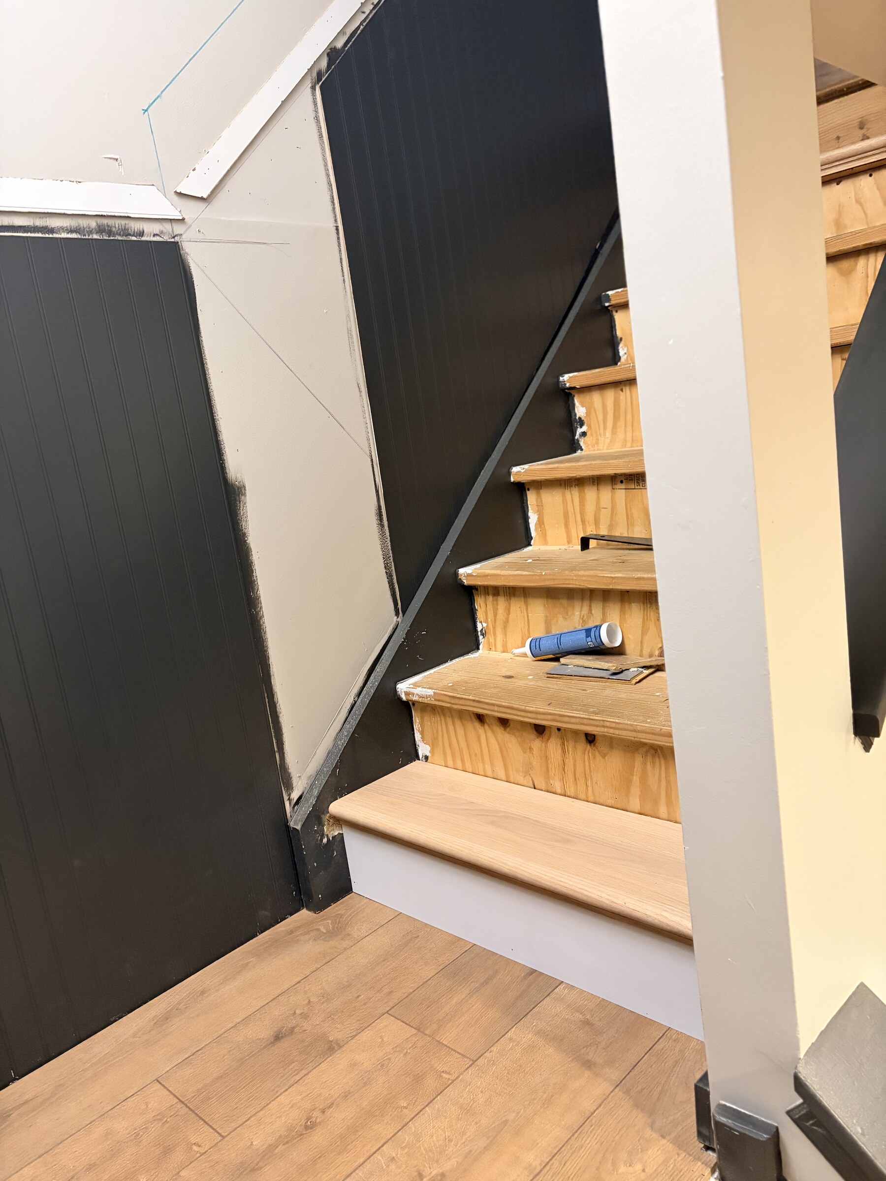Staircase – LVP Landing & Tread Work In Progress